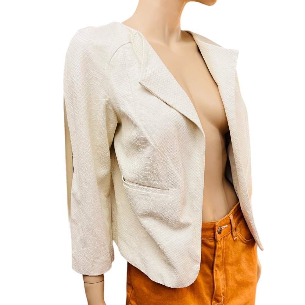 Robert Rodriguez 100% White Phyton Leather Jacket Size 8 Preowned Side Pockets - Picture 6 of 12